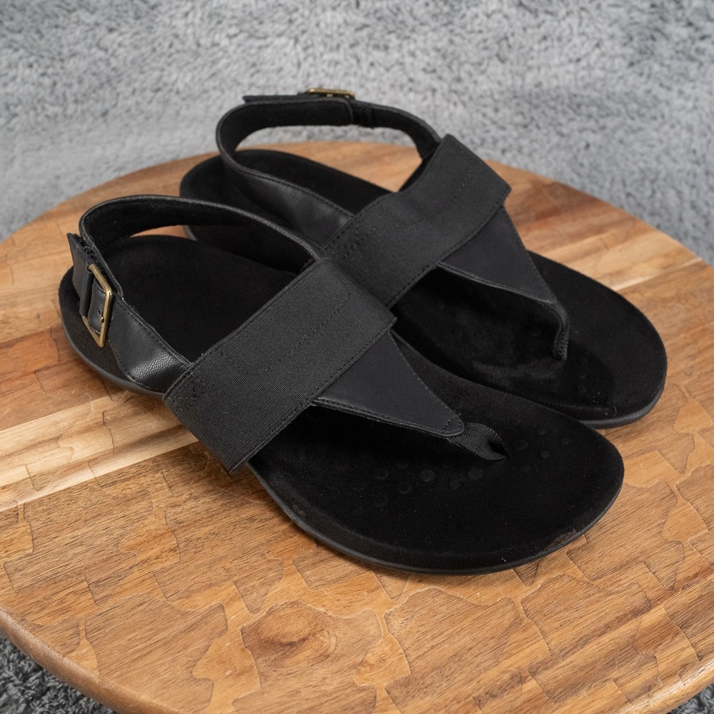 Vionic Womens Size 7 Wide Danita T-Post Insole Sandals Black